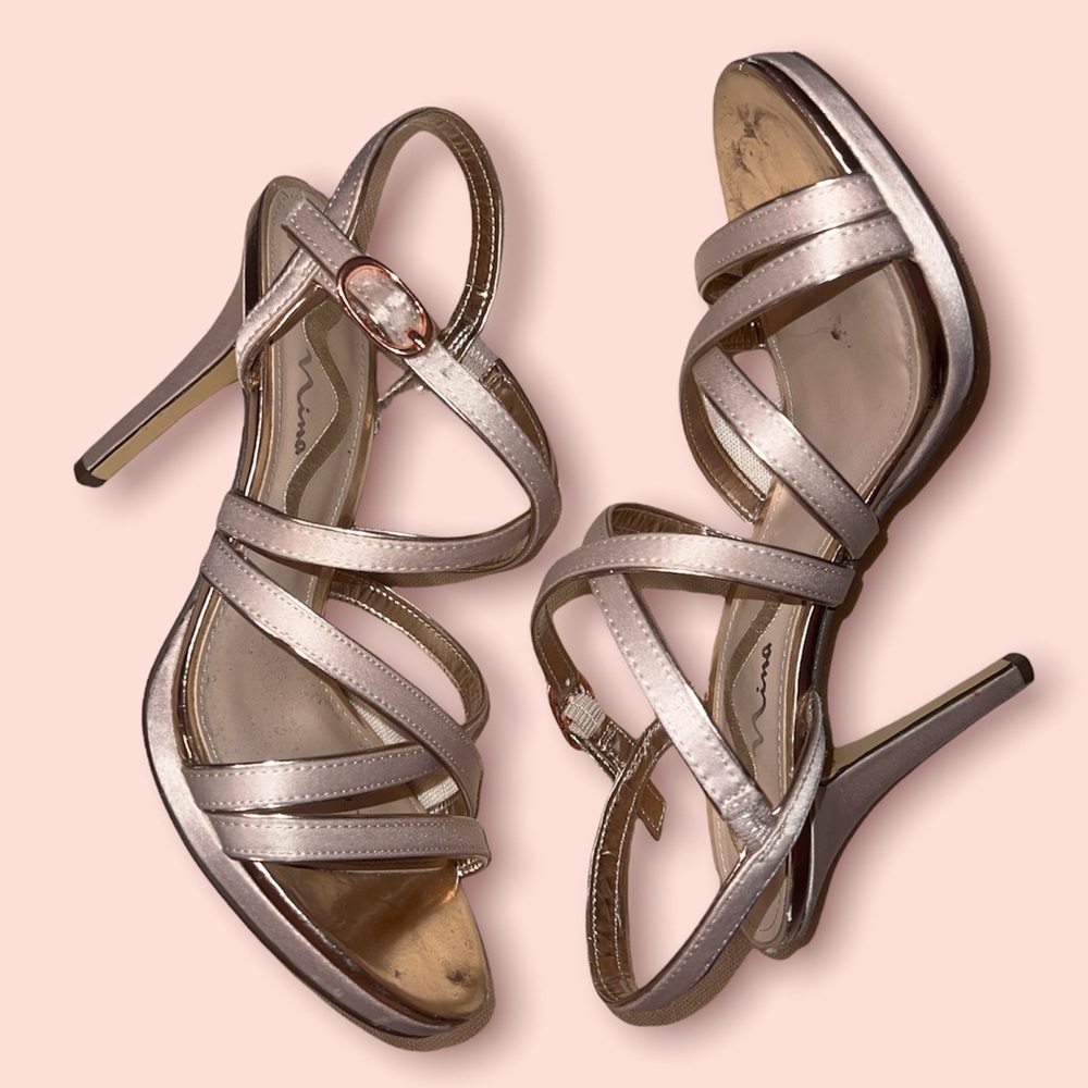 Nina Rose Gold Strappy Heels